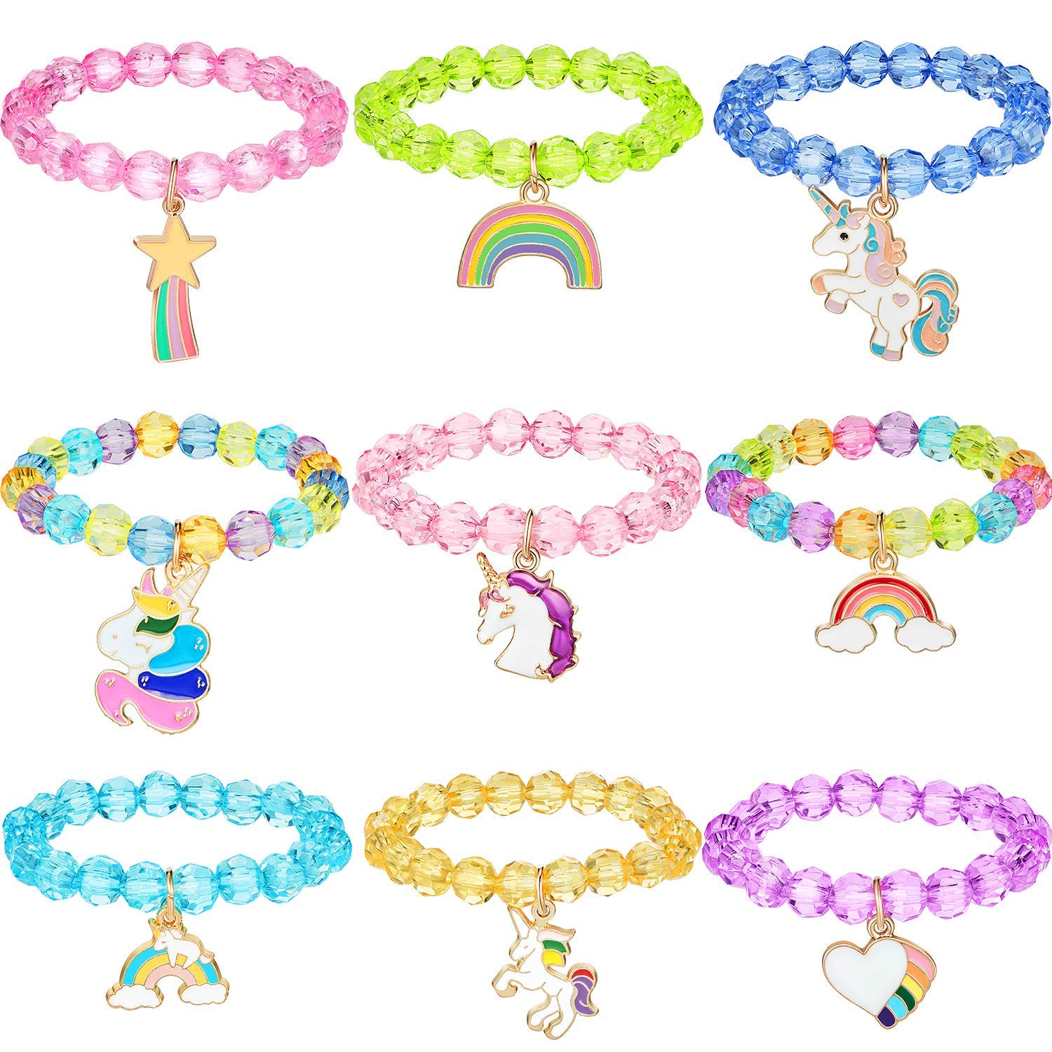 PALAY 9 Pieces Unicorn Bracelets for Women Crystal Bracelet for Unicorn Birthday Supplies Bracelet for Women Stylish Latest (multi1) PALAY 9 Pieces Unicorn Bracelets for Women Crystal Bracelet for Unicorn Birthday Supplies Bracelet for Women Stylish Latest (multi1)